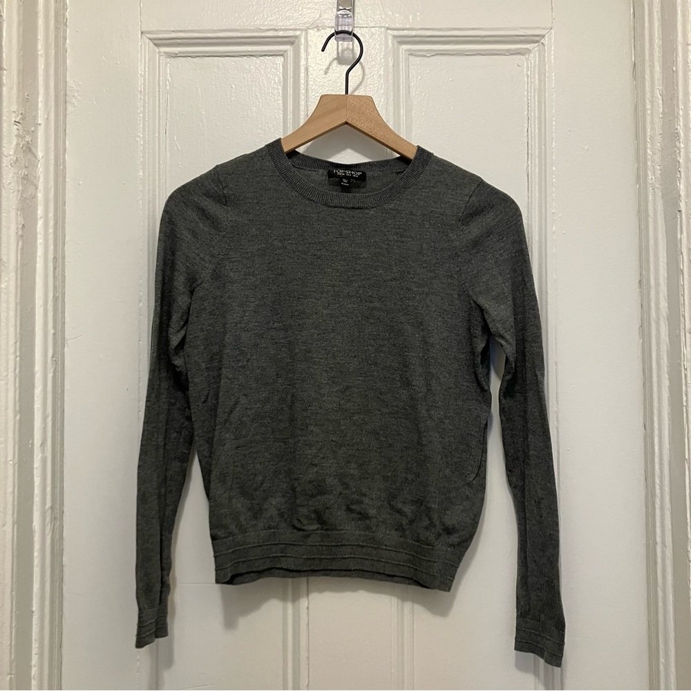 Topshop Gray Wool Blend Crewneck Sweater Sz 4